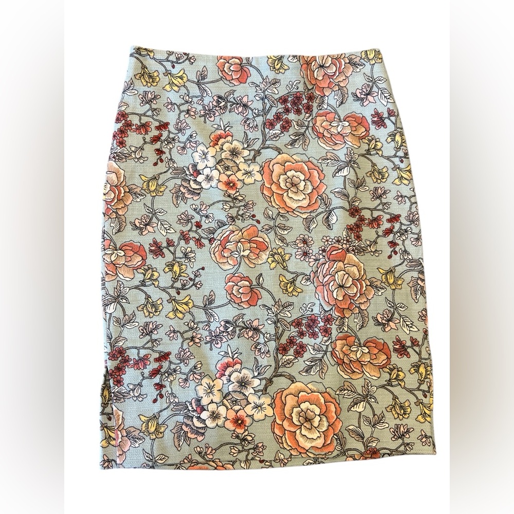 Loft Floral Print Women's Midi Skirt Sz 00P